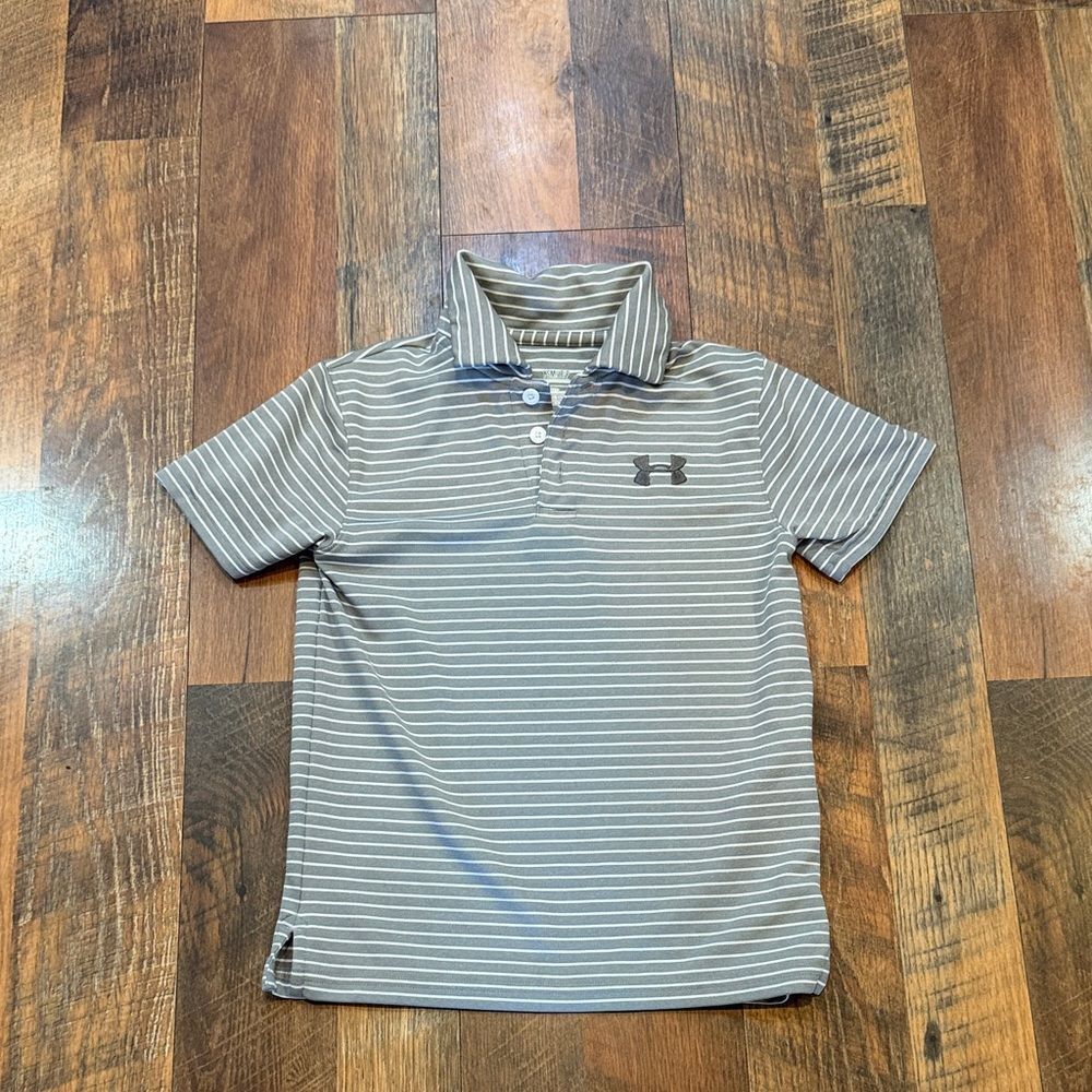 Under Armour Polo Shirt in Gray and White Stripes